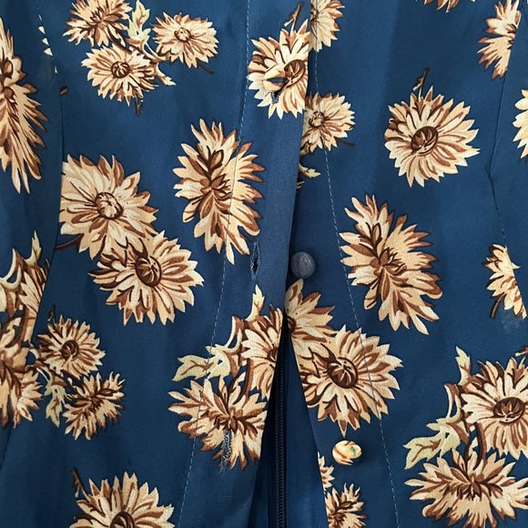 Vintage Floral Dress Button Up, Fully Lined Size 10 - Picture 5 of 7